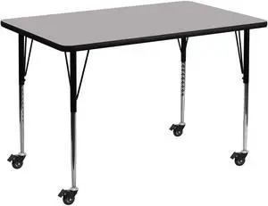 Wren Mobile 36''W x 72''L Rectangular Grey Thermal Laminate Activity Table - Standard Height Adjustable Legs Wren Mobile 36''W x 72''L Rectangular Grey Thermal Laminate Activity Table - Standard Height Adjustable Legs