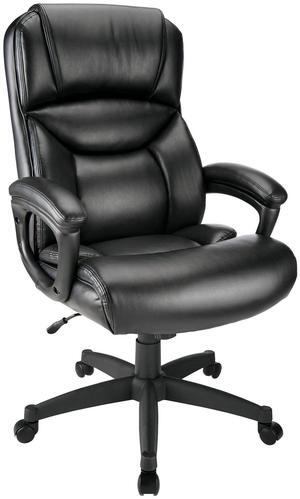 Realspace® Fennington Bonded Leather High-Back Chair, Black