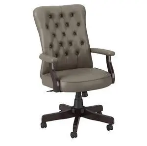 Bush Business Furniture Arden Lane High Back Tufted Office Chair with Arms - Washed Gray Leather