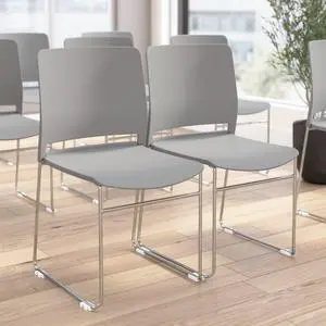 Bush Business Furniture Stackable Chairs - Set of 2, Commercial-Grade Guest Seating for Office, Banquet, or Training Room, Envision Collection, Gray