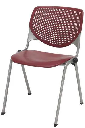 KFI Seating Kool Series Polypropylene Stack Chair with Perforated Back, Burgundy Finish