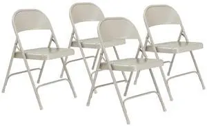 National Public Seating Steel Portable Folding Chairs 50 Series Premium Heavy-Duty Foldable Chairs for Indoor & Outdoor, Set of 4  Comfortable, Durable, Institutional-Grade, Gray