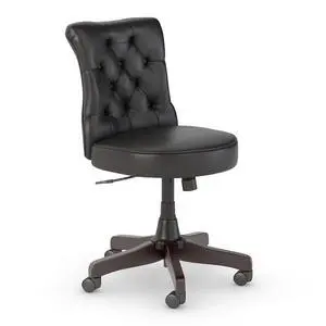 Bush Business Furniture Arden Lane Mid Back Tufted Office Chair in Black Leather