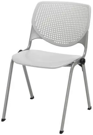 KFI Seating Kool Series Polypropylene Stack Chair with Perforated Back, Light Grey Finish