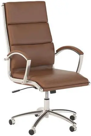 Bush Business Furniture Modelo High Back Leather Executive Office Chair in Saddle Tan