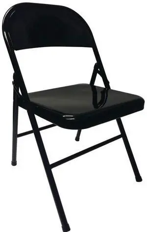 Realspace® Metal Folding Chairs, Black, Set of 4 Chairs
