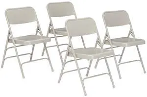 Steel Portable Folding Chairs by National Public Seating  300 Series Premium Heavy-Duty Foldable Chairs for Indoor & Outdoor, Set of 4  Comfortable, Durable, Institutional-Grade, Grey