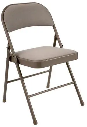 Realspace® Upholstered Padded Folding Chair, Tan