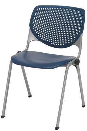 KFI Seating Kool Series Polypropylene Stack Chair with Perforated Back and Casters, Navy Finish