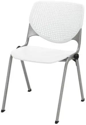 KFI Seating Kool Series Polypropylene Stack Chair with Perforated Back, White Finish