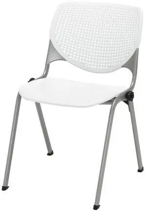 KFI Seating Kool Series Polypropylene Stack Chair with Perforated Back and Casters, White Finish