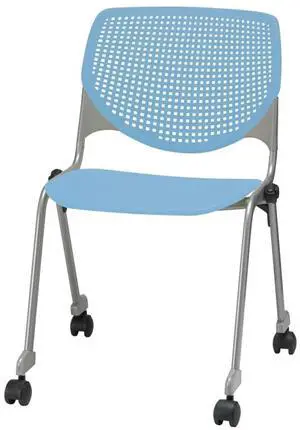KFI Seating Poly Stack Chair with Casters and Perforated Sky Blue