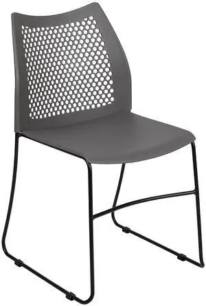 Hercules Stack Chair with Air-Vent Back, Gray | Sled Base, Powder Coated, 661 LBS. Weight Capacity Hercules Stack Chair with Air-Vent Back, Gray | Sled Base, Powder Coated, 661 LBS. Weight Capacity