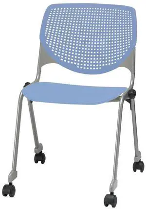KFI Seating KOOL Poly Stack Chair with Casters, Peri Blue,
