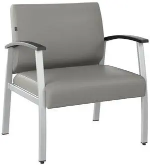Bush Business Furniture Arrive Bariatric Waiting Room Guest Chair with Arms in Light Gray Vinyl, Reception Area Seating for Office and Lobby