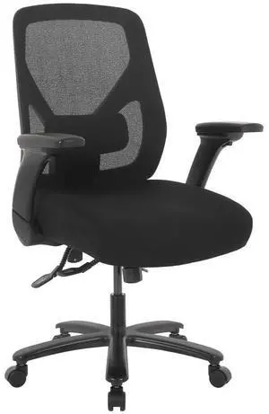 Realspace® MFTC 400 Big & Tall Ergonomic Mesh/Fabric High-Back Chair with Flip-Up Armrests, Black/Black, BIFMA Compliant