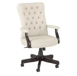 Bush Business Furniture Arden Lane High Back Tufted Office Chair with Arms in Cream Fabric, Comfortable Computer Desk Seating for Home or Professional Workspace