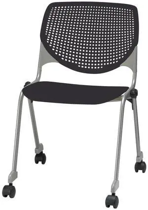 KFI Seating Kool Series Polypropylene Stack Chair with Perforated Back and Casters, Finish
