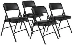 Premium Padded Portable Folding Chairs by National Public Seating  1200 Series Upholstered, Heavy-Duty Foldable Chairs for Indoor & Outdoor Use  Set of 4, Comfortable & Durable, Beige