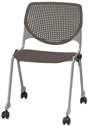 KFI Seating Kool Series Polypropylene Stack Chair with Perforated Back and Casters, Brownstone Finish