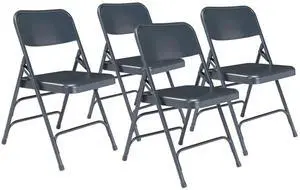 National Public Seating Steel Portable Folding Chairs 300 Series Premium Heavy-Duty Foldable Chairs for Indoor & Outdoor, Set of 4  Comfortable, Durable, Institutional-Grade, Blue