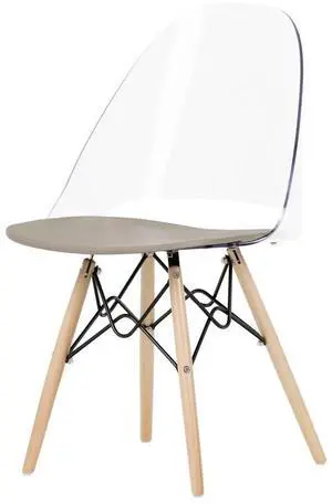 South Shore Annexe Eiffel Style Office Chair, Wood, Clear and Gray, 16D x 16.25W x 32.5H in