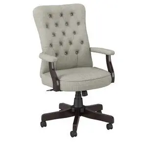 Bush Business Furniture Arden Lane High Back Tufted Office Chair with Arms in Light Gray Fabric