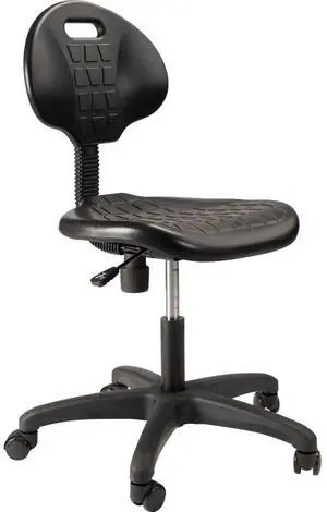 National Public Seating Ribbed Ventilation Design Height Adjustable Task Chair with Polyurethane Seat and Waterfall Edge - Black