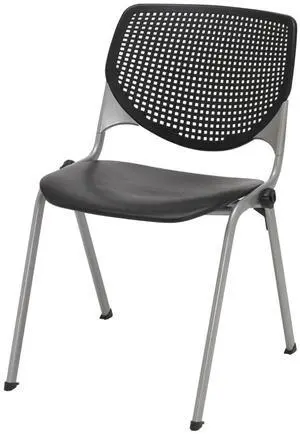 KFI Seating Kool Series Polypropylene Stack Chair with Perforated Back, Black Finish