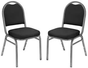 National Public Seating Dome-Back Stacking Chairs, Fabric, Ebony Black/Silvervein