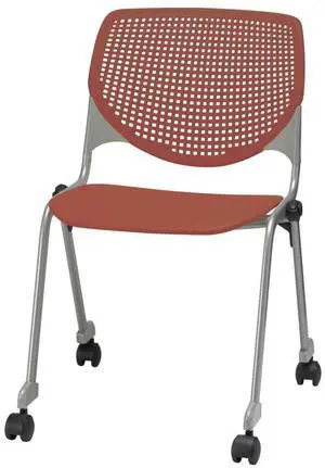 KFI Seating KOOL Poly Stack Chair with Casters, Coral,