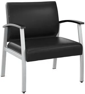 Bush Business Furniture Arrive Bariatric Waiting Room Guest Chair with Arms in Black Vinyl, Reception Area Seating for Office and Lobby