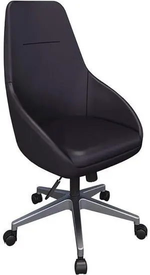 Vari High Back Conference Chair (VariDesk) - Leather Seating for Computer Desk or Meeting Table - Rolling Chair with Wheels - Modern Office Furniture (Charcoal Grey)