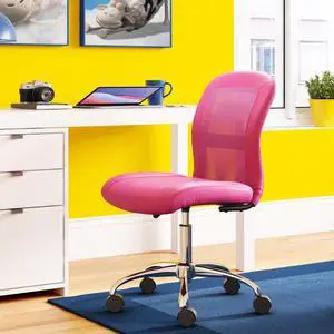 Serta Essentials Computer Chair, Teamwork Pink Faux Leather and Mesh