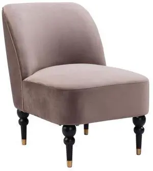 Zuo Bintulu Accent Chair Taupe, Gray Accent Chair, Modern Style, Velvet, Soft and Smooth Velvet Fabric, Plywood, Indoor Living, 22" W x 29.5" D x 29.5" H, Non-Stackable