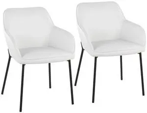 LumiSource Daniella White Dining Chair, Upholstered Dining Chairs, Contemporary Dining Chair, Kitchen Chairs for Dining Table, Dining Chairs Set of 2