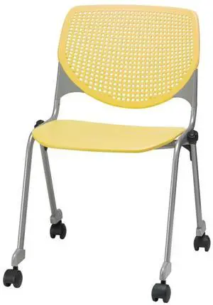KFI Seating Poly Stack Chair with Casters and Perforated Yellow