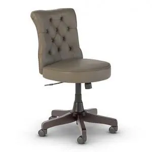 Bush Business Furniture Arden Lane Mid Back Tufted Office Chair in Washed Gray Leather