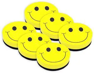 Ashley Productions Magnetic Whiteboard Eraser, Smile Face, Pack of 6 (ASH10011-6)