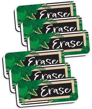 Ashley Productions Magnetic Whiteboard Eraser, Boho Style Leaves with Border, 2" x 5", Pack of 6