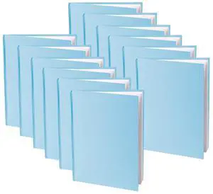 Ashley Productions Young Authors Blue Hardcover Blank Book, White Pages, 8" H x 6" W Portrait, 14 Sheets/28 Pages, Pack of 12