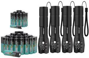 PowerFlash 24 AAA and 48 AA and 4 pack Flashlight, LR03,LR6, Set of Triple A and Double A Alkaline Batteries and Super Bright Flashlight for Outdoor camping & hiking, Household Use and Emergencies PowerFlash 24 AAA and 48 AA and 4 pack Flashlight, LR03,LR6, Set of Triple A and Double A Alkaline Batteries and Super Bright Flashlight for Outdoor camping & hiking, Household Use and Emergencies