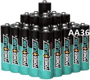 POWER FLASH Alkaline Batteries 1.5V AA 36 value pack batteries