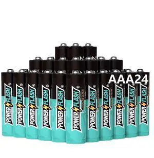 POWER FLASH Alkaline AAA24 Batteries 1.5V long lasting batteries are ideal for use in high tech devices, clocks, remotes, and other household devices.