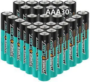 POWER FLASH Alkaline Batteries 1.5V AAA 30 value pack batteries