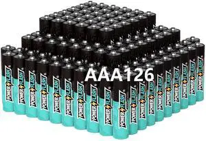 POWER FLASH Alkaline Batteries 1.5V AAA 126 value pack batteries