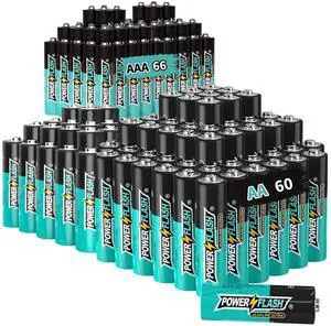 POWER FLASH Alkaline AAA66  AA60 Batteries 1.5V Batteries
