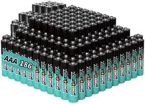 POWER FLASH Alkaline AAA186 Batteries 1.5V long lasting batteries are ideal for use in high tech devices, clocks, remotes, and other household devices.