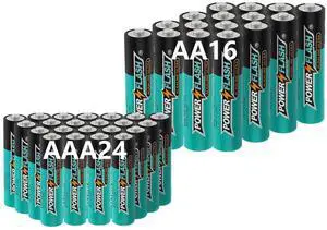 POWER FLASH Alkaline AA16 AAA24 Batteries 1.5V long lasting batteries are ideal for use in high tech devices, clocks, remotes, and other household devices.