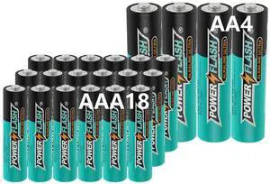 POWER FLASH Alkaline AA4 AAA18 Batteries 1.5V long lasting batteries are ideal for use in high tech devices, clocks, remotes, and other household devices.